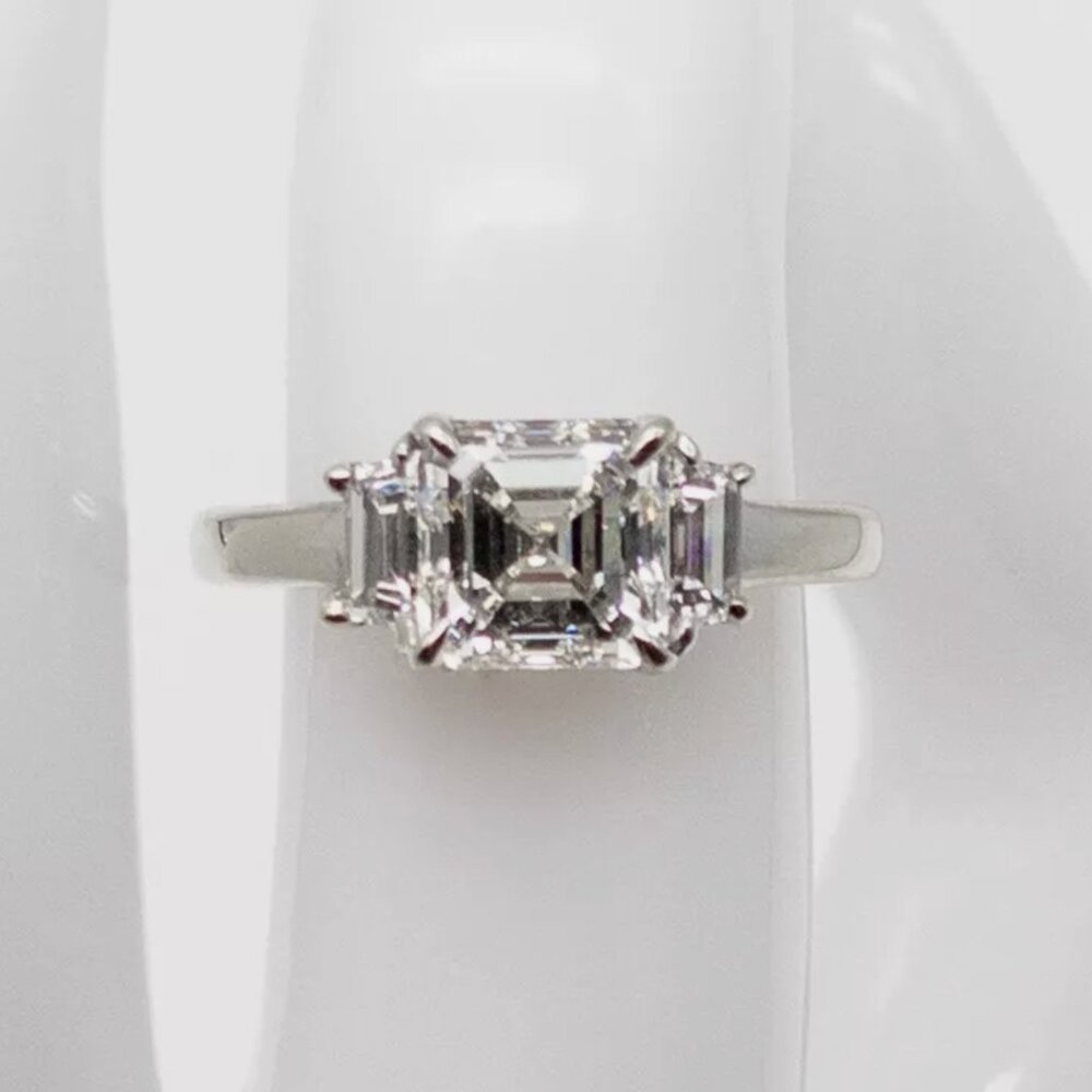 GIA 2.7+ct IDEAL VS2 I Asscher Cut Diamond 14k White Gold Wedding Ring